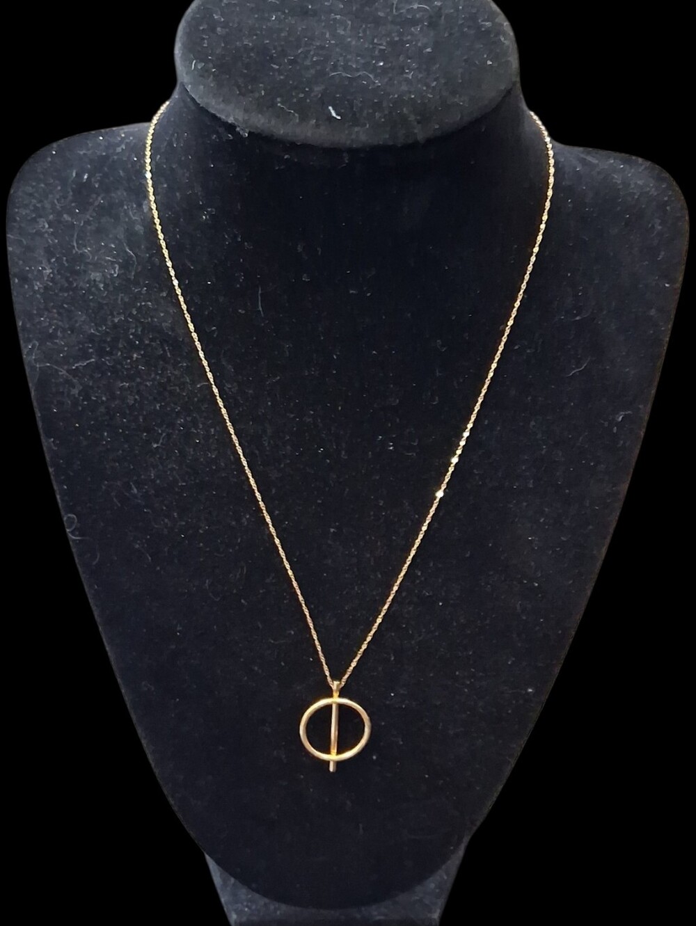 10K Gold Geometric Circle Bar Pendant Necklace 10KT Yellow Gold Fine Jewelry